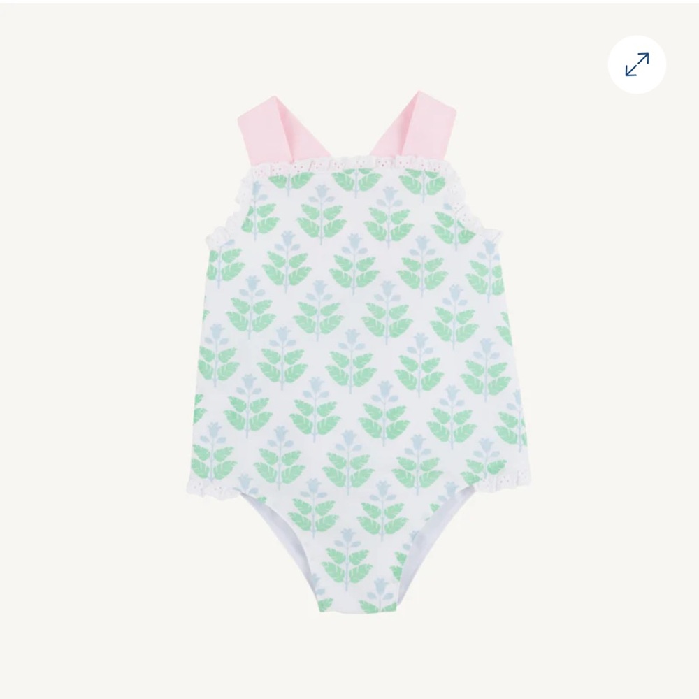 Never Worn!! The Beaufort Bonnet Company Pink and Green Leaf Print Sunsuit